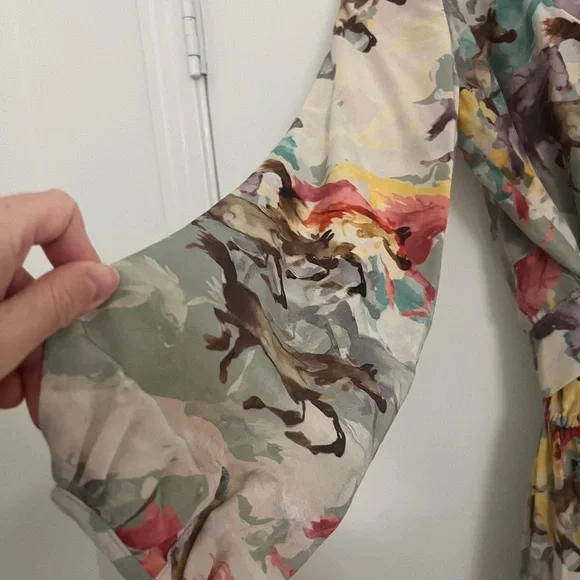 Jumpsuit Horse Print Watercolor, Sz M, Cotton&Silk, Exquisite Drape by Ainsley - Picture 7 of 11